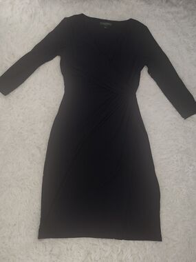Lauren Ralph Lauren Navy Blue Long-Sleeve Wrap-Style Dress Size  10
